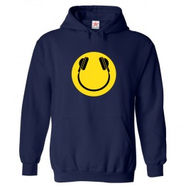 Smiley Emoji Inspired Head Phones Classic Unisex Kids and Adults Pullover Hoodie For Music Lovers						 									 									
